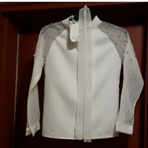 Yuhao FASHION WEAR WHITE LONG SLEEVE BLOUSE SZ XXL
